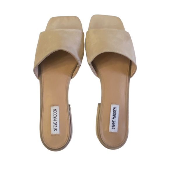 Steve Madden Shoes - Steve Madden Women’s Suede Camel Color Block Heel Slip on Sandals